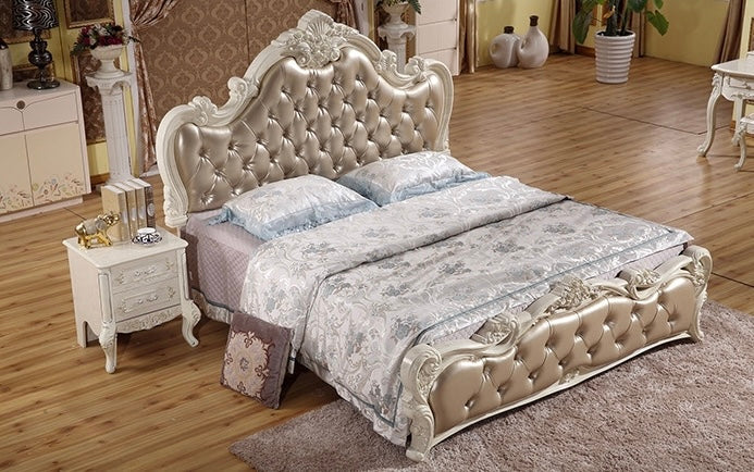 Double Bed Baroque Style King Size Carved Royal Italian Luxury Bed Bedroom Furniture