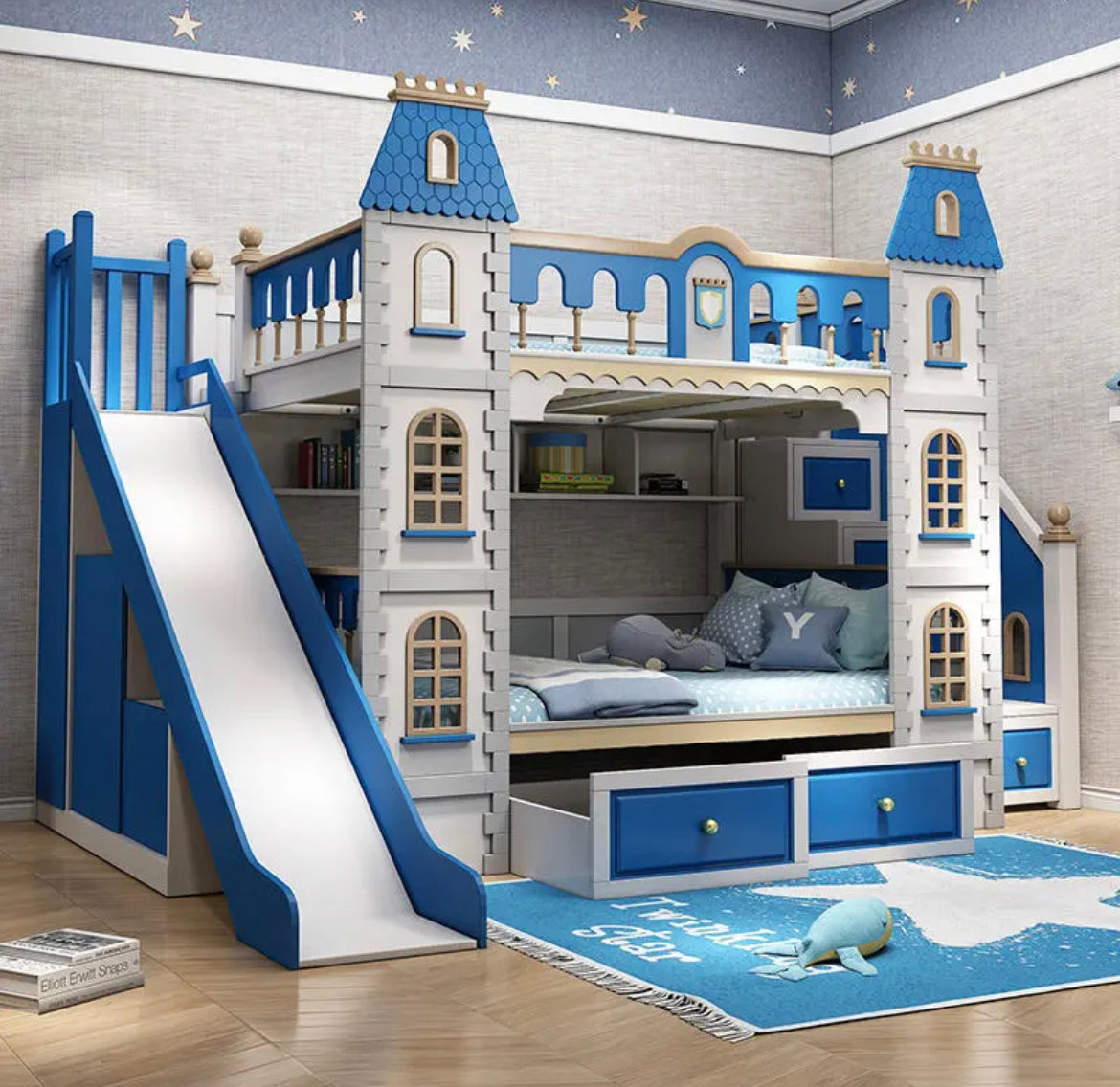 Kids Boys And Girls Bunk Bed Hot Luxury Castle Toddler Kids Bedroom Furniture Set