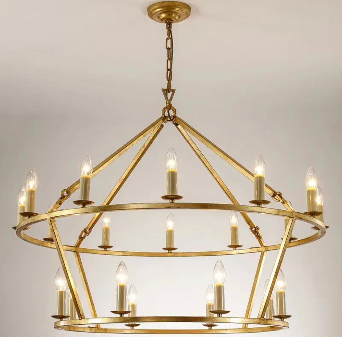 Chandelier American Retro Industrial Style Candle Chandelier Wrought Iron Circle Lights