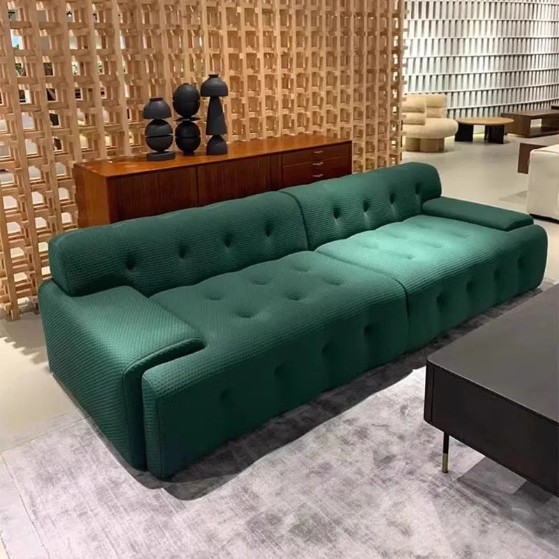 Modern 3-4 Seater Sofa Solid Wood Dark Green Fabric Velvet Salon Sofas Living Room Furniture