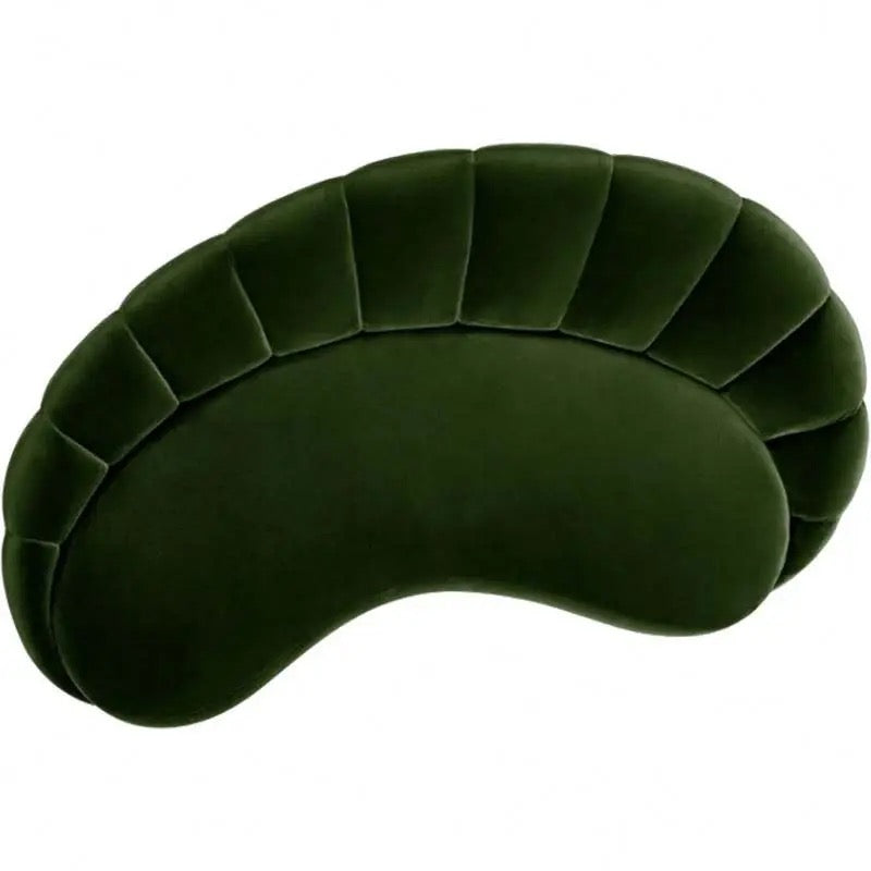 Living Room Lounge Sofa Green Velvet 3 Seater Round Shape Accent Sofa