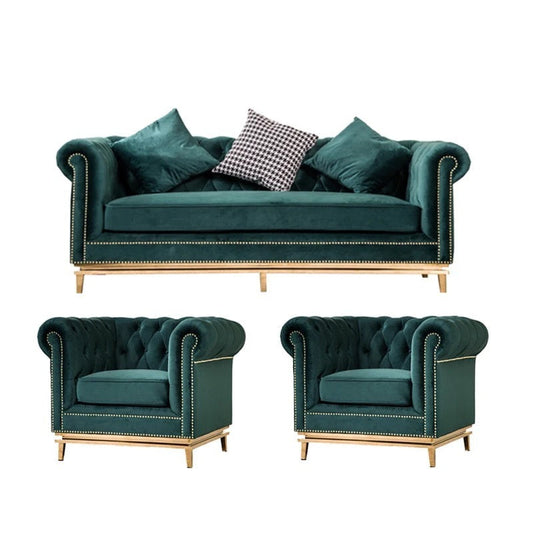 3+2+1 Sofa Set Modern American Design Sectional Green Velvet Fabric Living Room Furniture