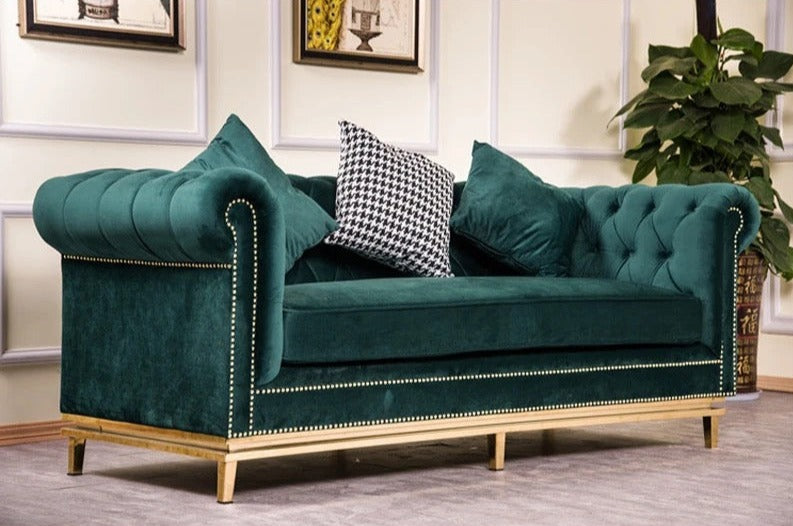 3+2+1 Sofa Set Modern American Design Sectional Green Velvet Fabric Living Room Furniture