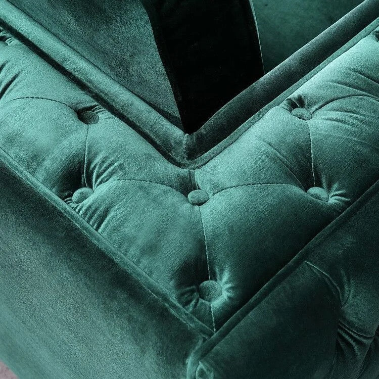 Green Velvet L-Shaped Modular Sofa with Deep Tufted Buttons Living Room Furniture Sofa