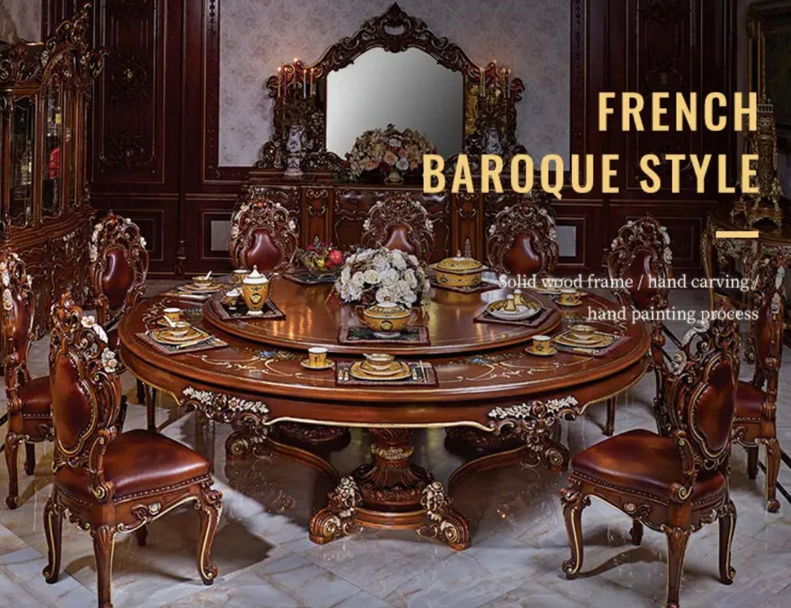 French Baroque Design Luxury Dining Room Carved Table Hand Made Antique Style Set