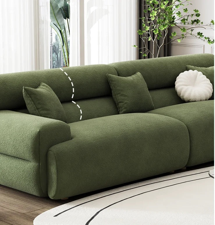 3 Seater Sofa Nordic Fabric Fleece Green Living Room In-line Module Sofas