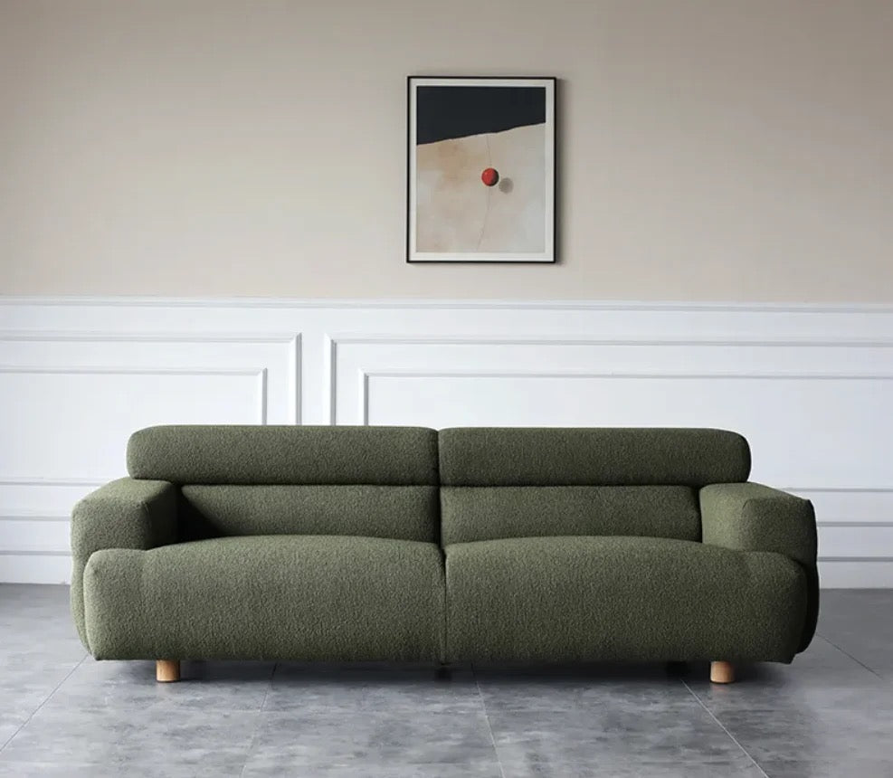 3 Seater Sofa Nordic Fabric Fleece Green Living Room In-line Module Sofas