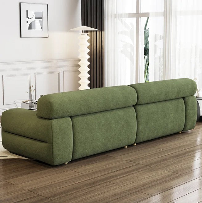 3 Seater Sofa Nordic Fabric Fleece Green Living Room In-line Module Sofas