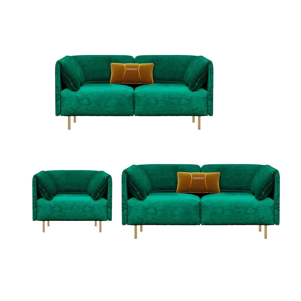 4 Seater Sofa Modern Design Green Velvet Sofas High Density Foam Flannelette Salon Sofas