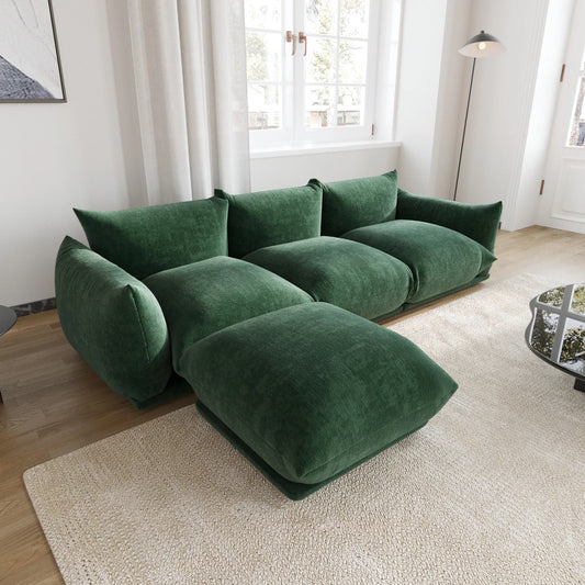 Living Room Furniture Green Velvet Couch Vintage Modular Sectional Sofa Set 7Ways Green Sofas