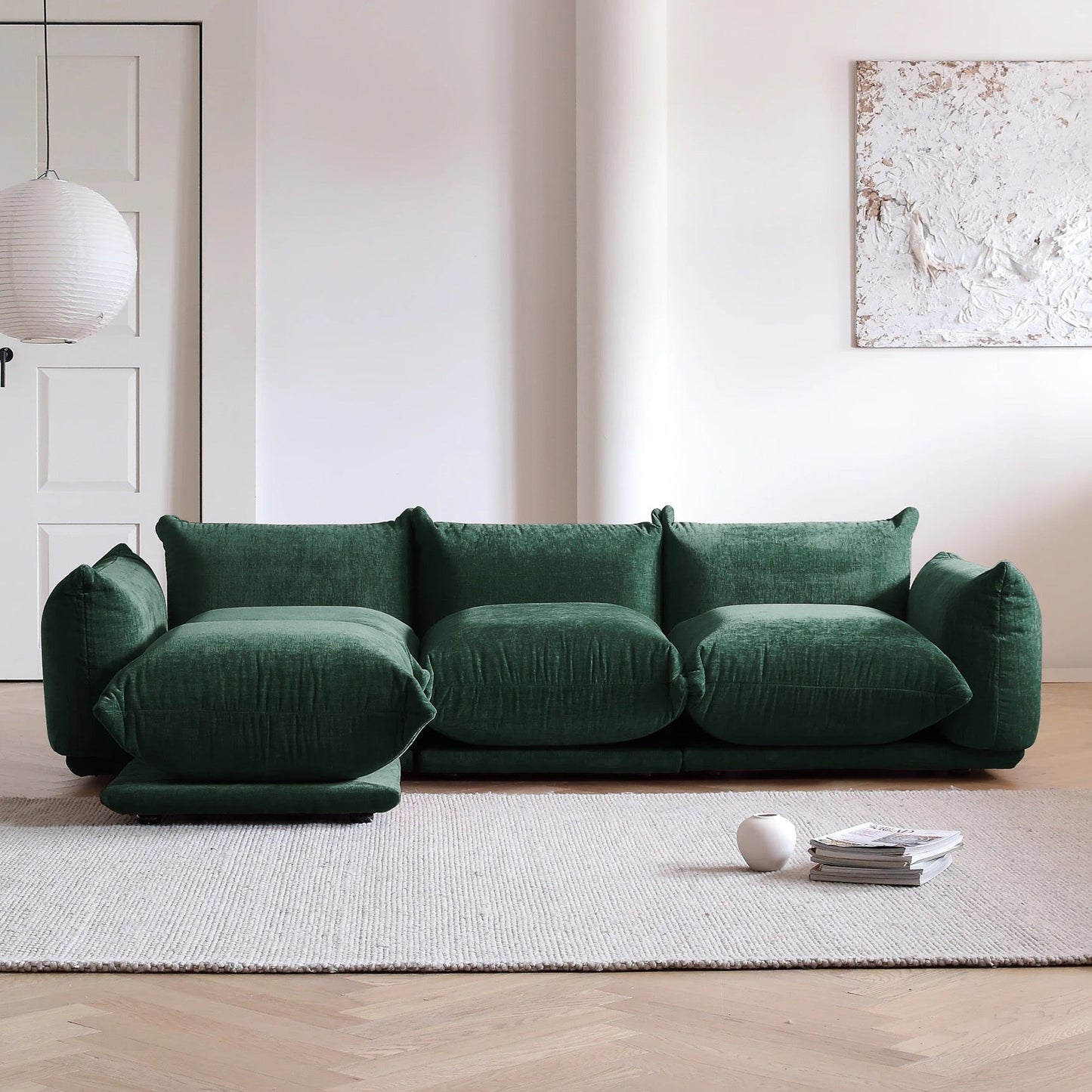 Living Room Furniture Green Velvet Couch Vintage Modular Sectional Sofa Set 7Ways Green Sofas