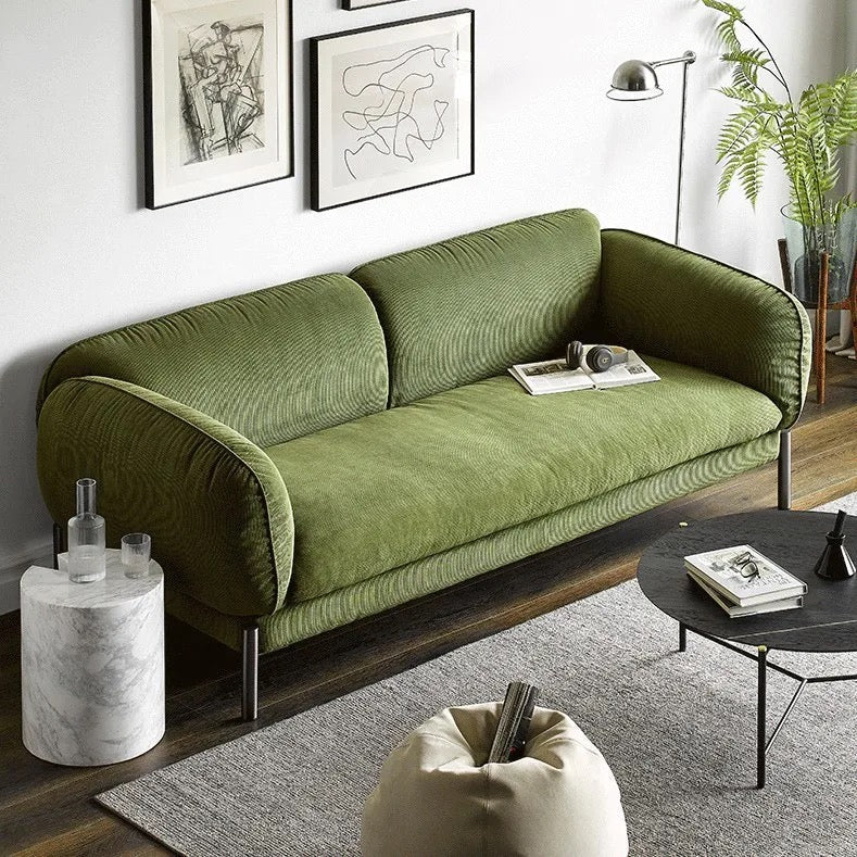 3 Seater Modern Living Room Sofa Salon Green Velvet Fabric Sofas