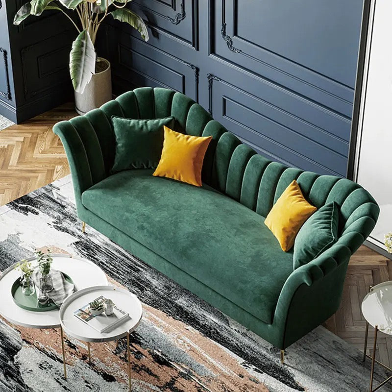 3 Seater Sofa Fall Winter's Italian Design Modern Living Room Green Velvet Fabric Sofa