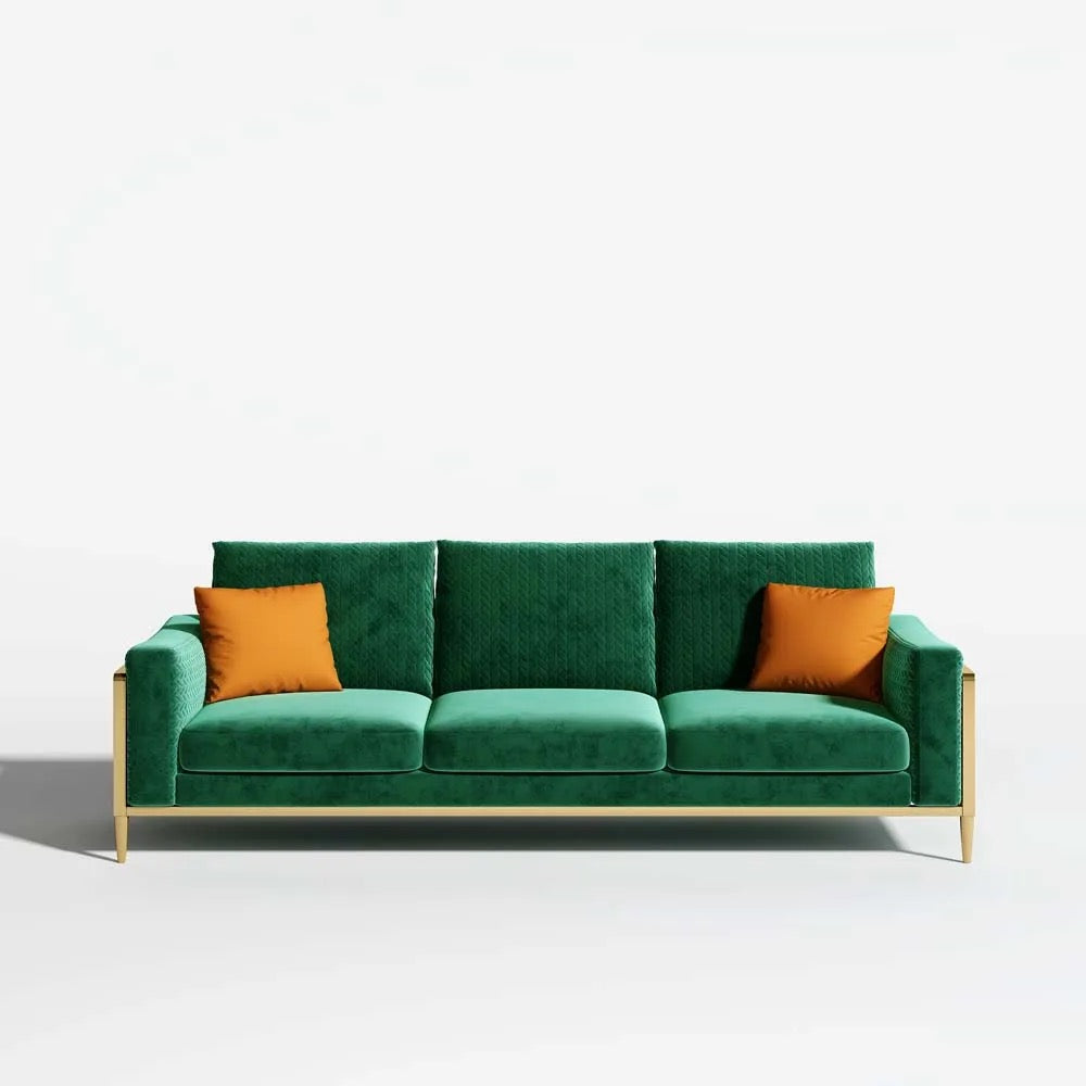 Living Room Furniture Alloy European Sofa Design Salon Green Velvet Modern Sectional Sofas