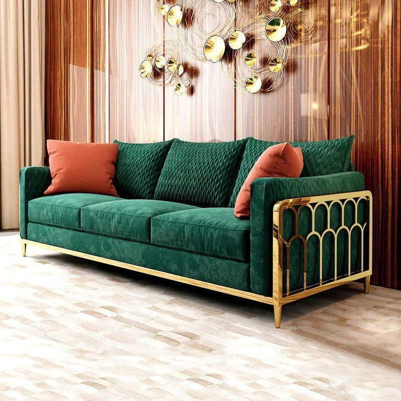 Living Room Furniture Alloy European Sofa Design Salon Green Velvet Modern Sectional Sofas