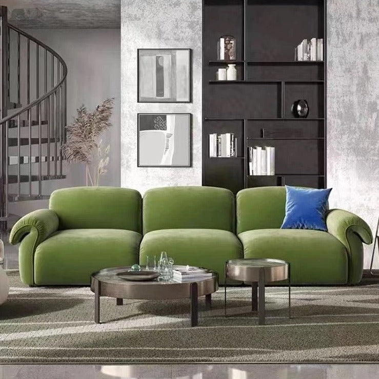 Three Seater Italian Sofa Luxury Living Room Emerald Dark Green Velvet Upholstered Modern Sofas