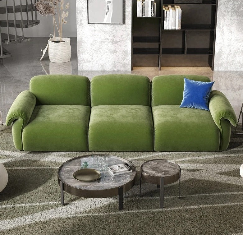 Three Seater Italian Sofa Luxury Living Room Emerald Dark Green Velvet Upholstered Modern Sofas