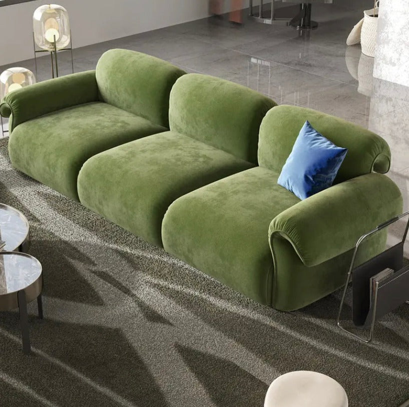 Three Seater Italian Sofa Luxury Living Room Emerald Dark Green Velvet Upholstered Modern Sofas