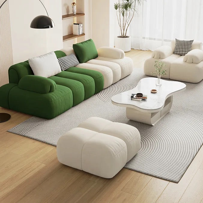 3-4 Seater Sofa Modern Design Green White Fabric Salon Sofas Living Room Furniture