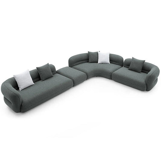 Modern New Design Lounge Corner Curved Green Sectional Sofa Fall Winter's New Fabric L Shaped Sofa