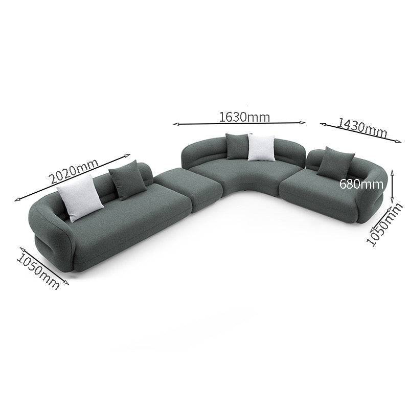 Modern New Design Lounge Corner Curved Green Sectional Sofa Fall Winter's New Fabric L Shaped Sofa