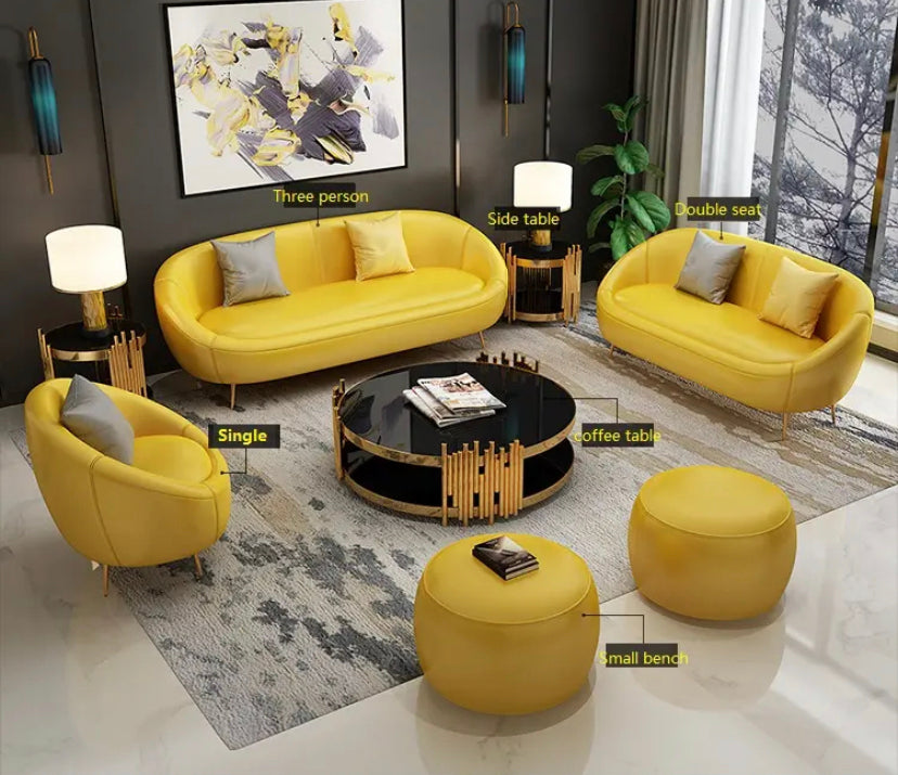 3+2+1 Sofa Set Fall Winter's Modern Minimalist Design Green Yellow Living Room Furnitures