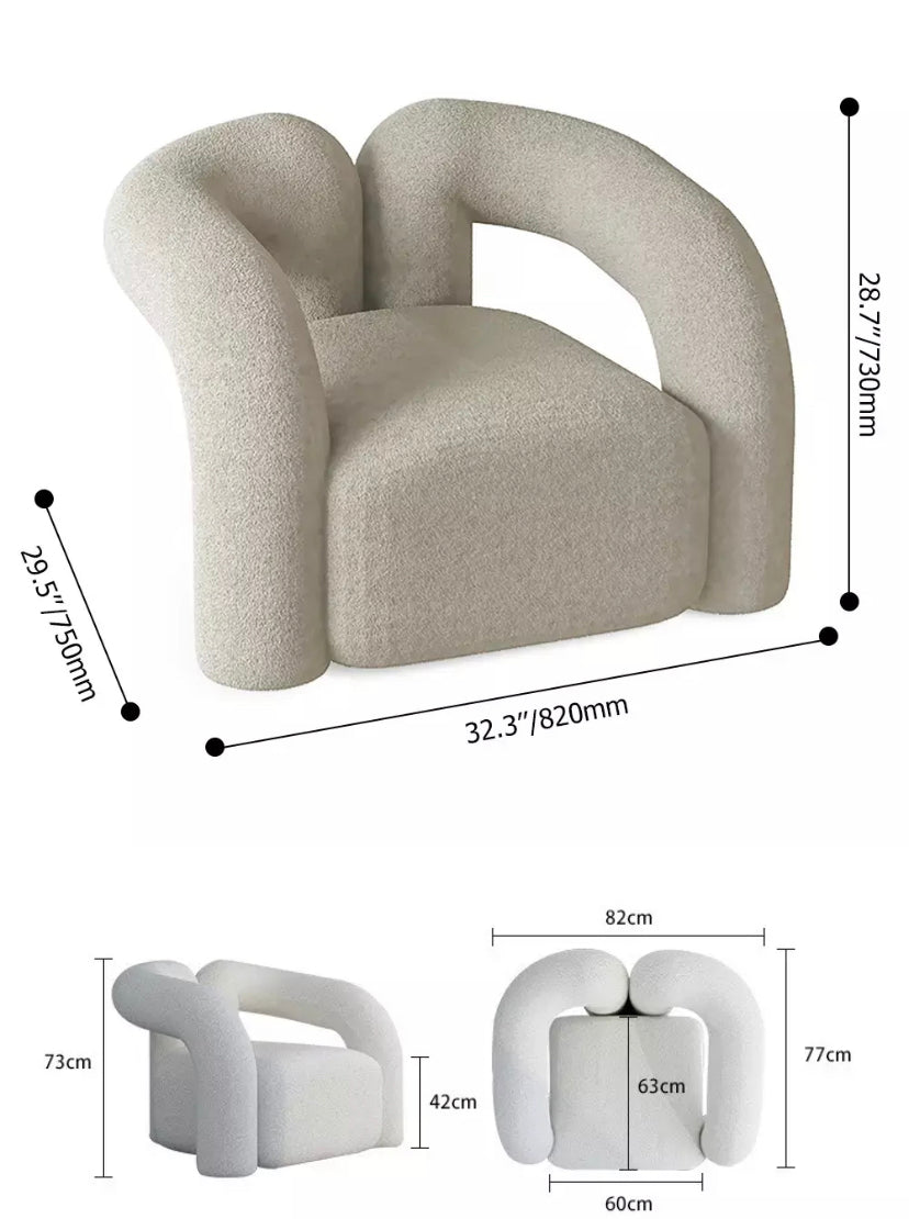 Nordic Accent Chair White Wool Leisure Sofa Armchairs