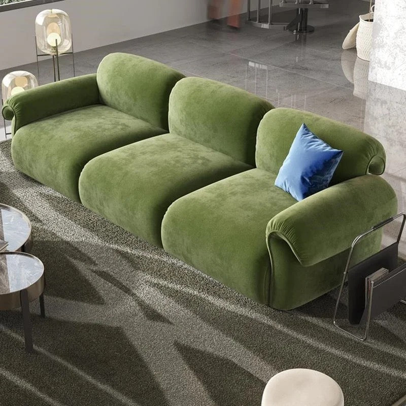 Luxury Italian Sofa Octopus Design Living Room Small Vintage Army Green Velvet Sofa