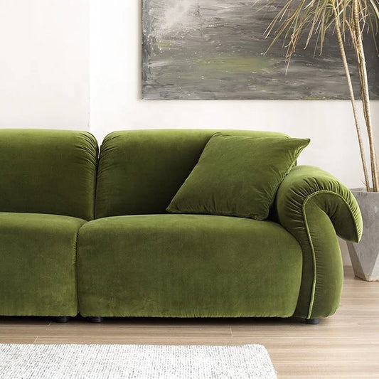 Luxury Italian Sofa Octopus Design Living Room Small Vintage Army Green Velvet Sofa