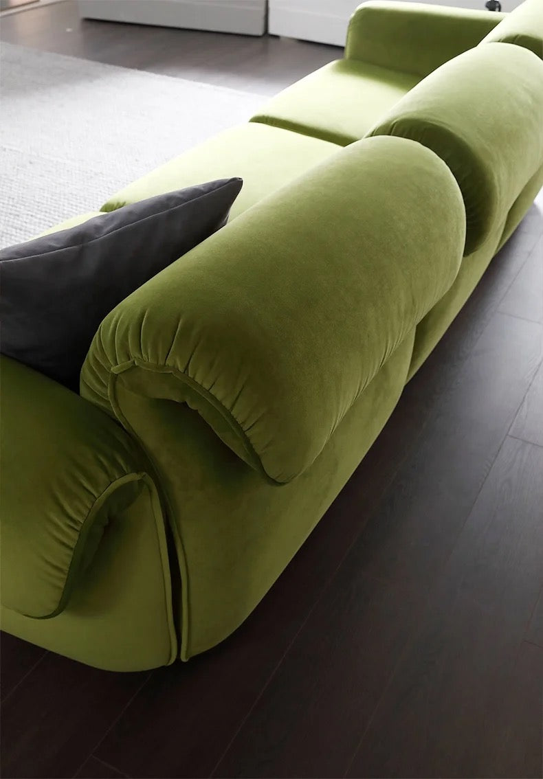 Luxury Italian Sofa Octopus Design Living Room Small Vintage Army Green Velvet Sofa