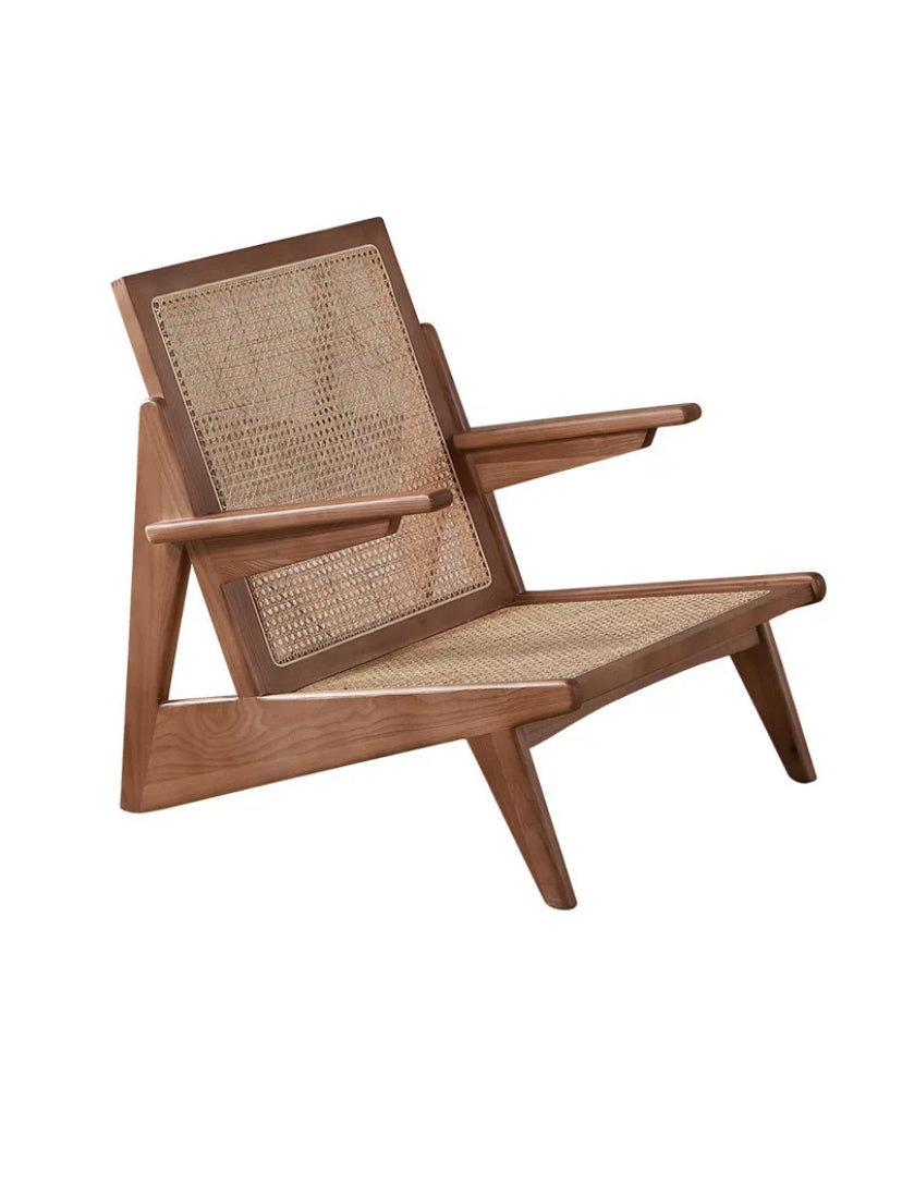 Solide Wood Lounge Chair Wooden Rattan Armchair