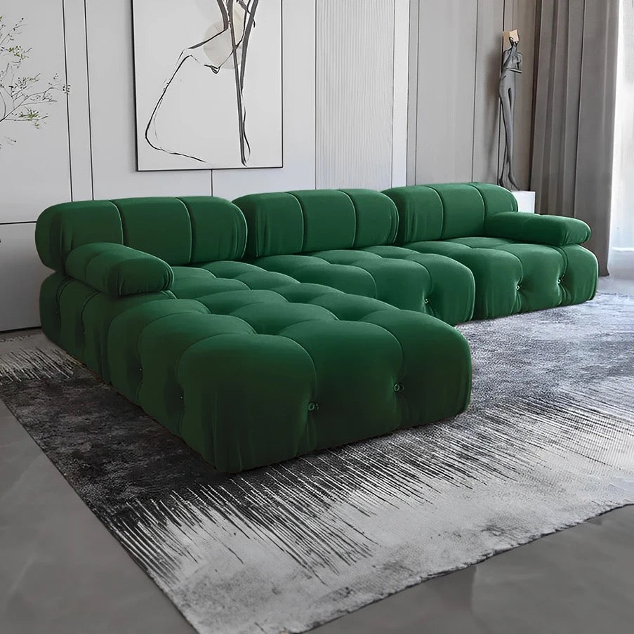 L-Shaped Sofas Luxury Design Velvet High Density Foam Modular Cloud Large Sofa