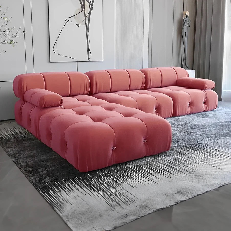 L-Shaped Sofas Luxury Design Velvet High Density Foam Modular Cloud Large Sofa Fall Winter Design