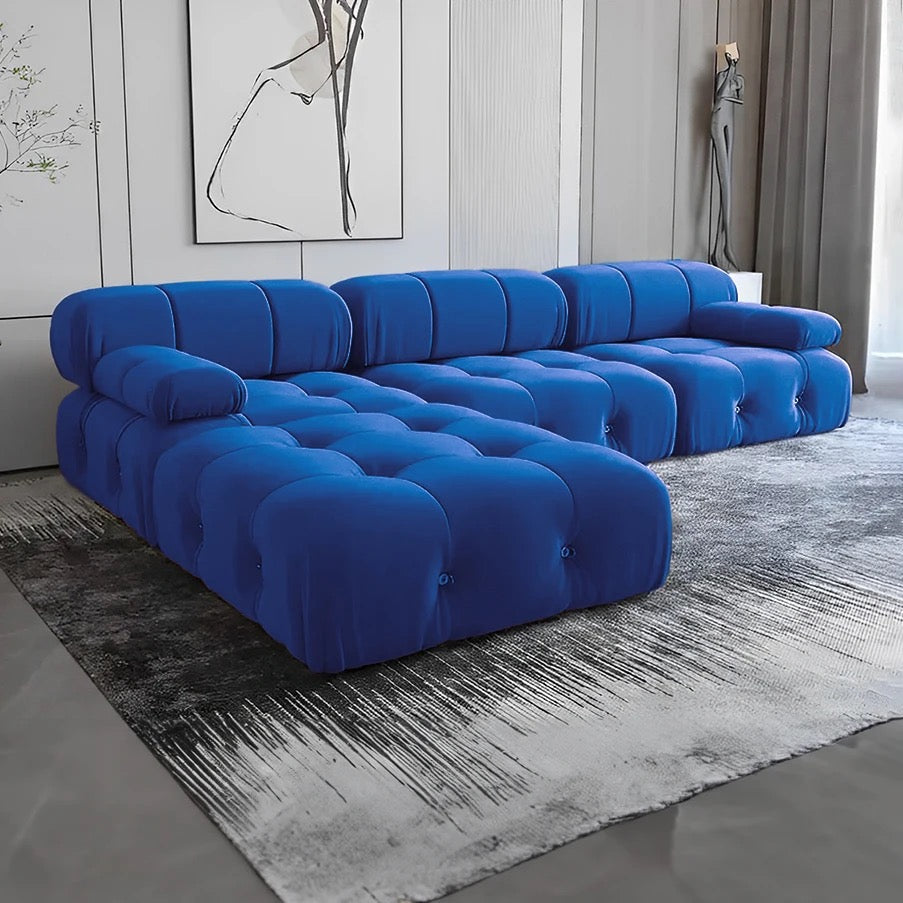 L-Shaped Sofas Luxury Design Velvet High Density Foam Modular Cloud Large Sofa Fall Winter Design