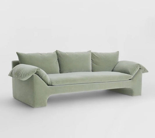 Modern Designs Value City Green Velvet Fabric Double Seat Sofa Living Room