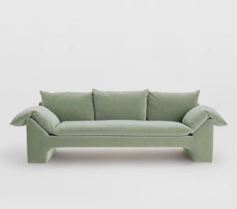 Modern Designs Value City Green Velvet Fabric Double Seat Sofa Living Room