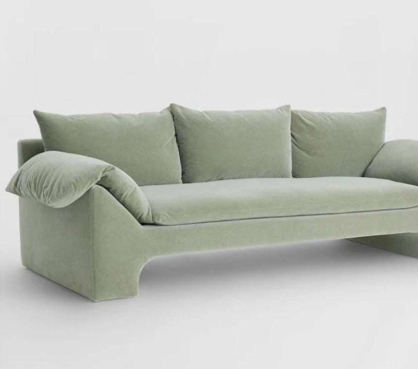 Modern Designs Value City Green Velvet Fabric Double Seat Sofa Living Room