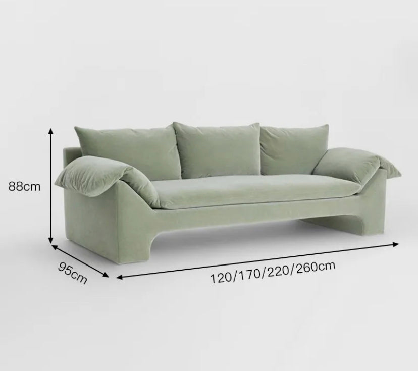 Modern Designs Value City Green Velvet Fabric Double Seat Sofa Living Room