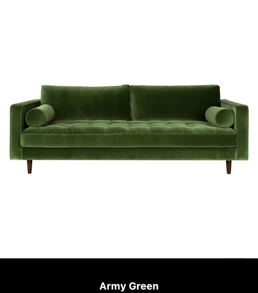 Bright Green Couch Comfortable Modern Fabric Living Room 3 Seater Sofa