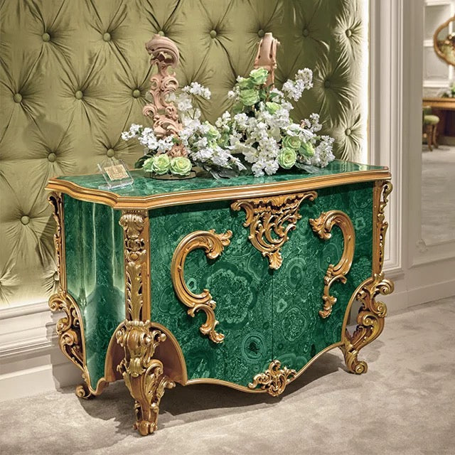 Cabinet Baroque Console With 24 K Gold Leafs Living Room Hand Made Antique Luxury Console