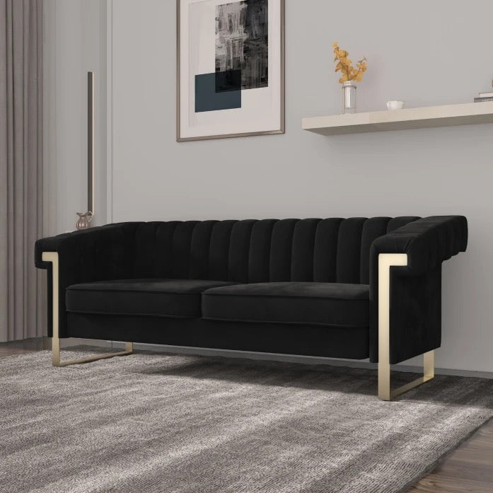 Fall Winter New Modern 3 Seater Black Chesterfield Sofas Living Room Furniture Design