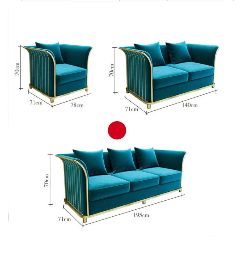 3 Seater Sofa Fall Winter New Living Room Green Blue Velvet Sofa Design