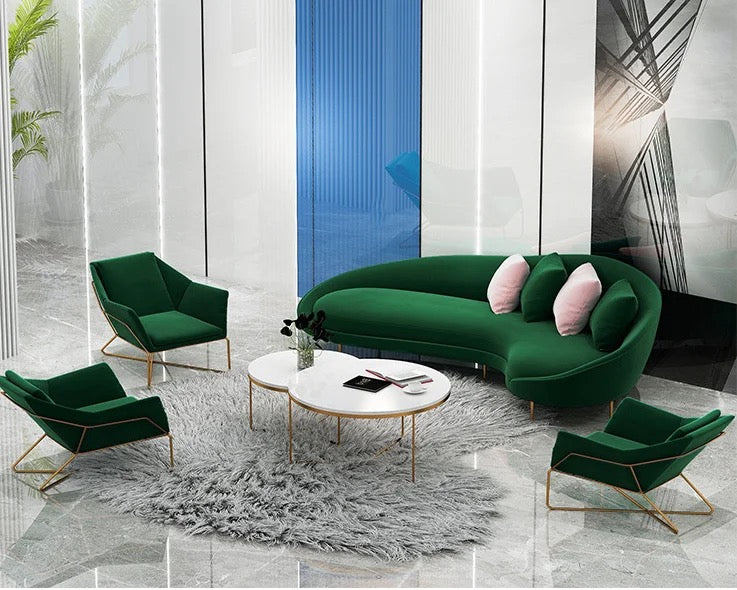 3 Seater Sofa Luxury Green Blue Pink Velvet Chaise Lounge Sofas Living Room Furniture