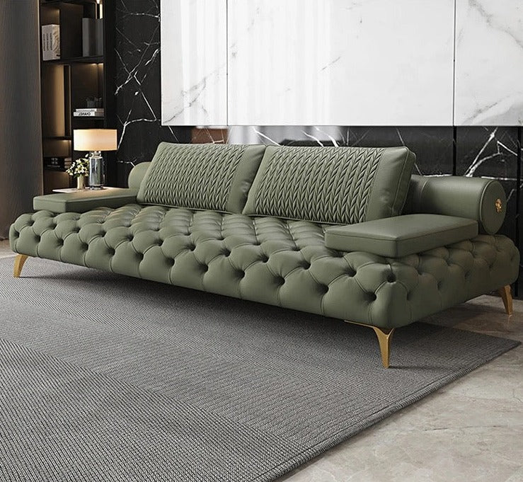 American Style Leather Button Tufted Sofa Couch 5 Star Lobby Sofa Combination Living Room Furniture