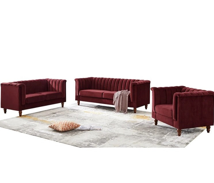 3+2+1 Sofa Set Red Green Velvet Sectional Salon Knock Down Sofas