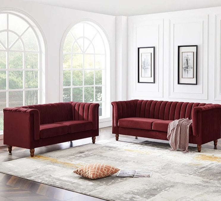 3+2+1 Sofa Set Red Green Velvet Sectional Salon Knock Down Sofas