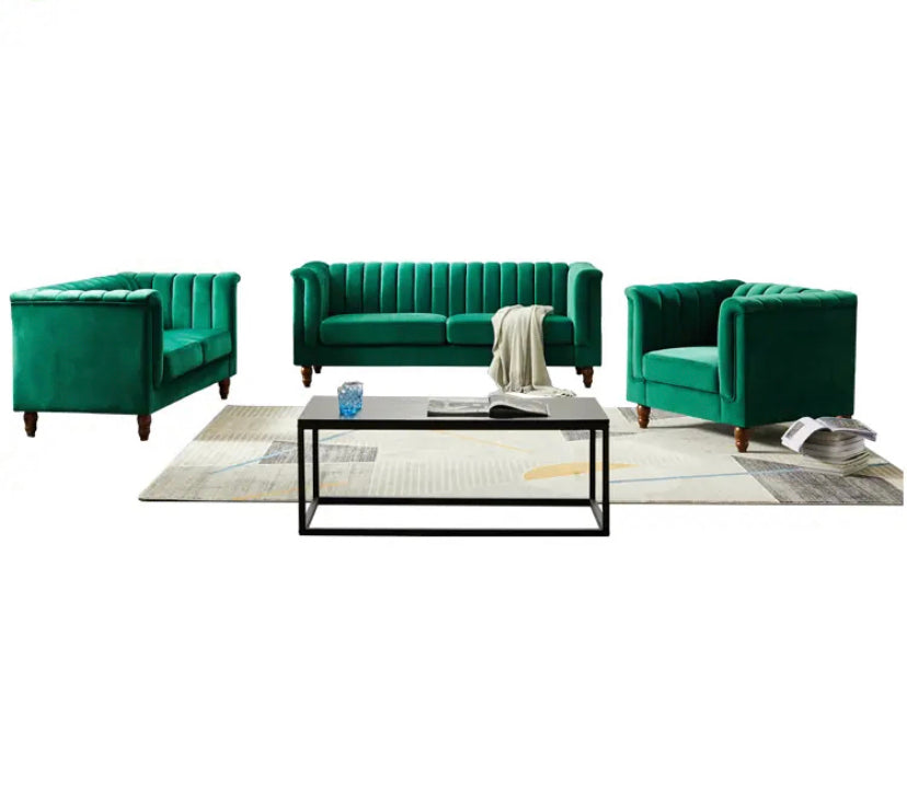 3+2+1 Sofa Set Red Green Velvet Sectional Salon Knock Down Sofas