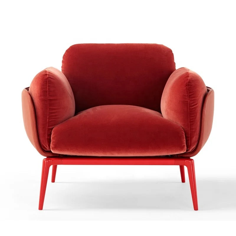 Arm Chair Luxury Red Velvet Modern Office Salon Sofa Chair