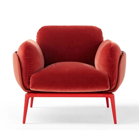 Arm Chair Luxury Red Velvet Modern Office Salon Sofa Chair