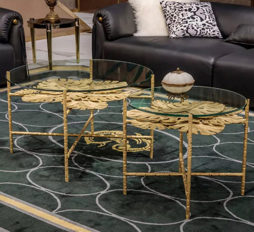  Coffee Table Leaf Metal Luxury Cavalli Brass End Luxury Center Table